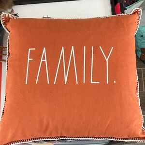 RAE DUNN FAMILY Orange DOWN 
FILLED PILLOW